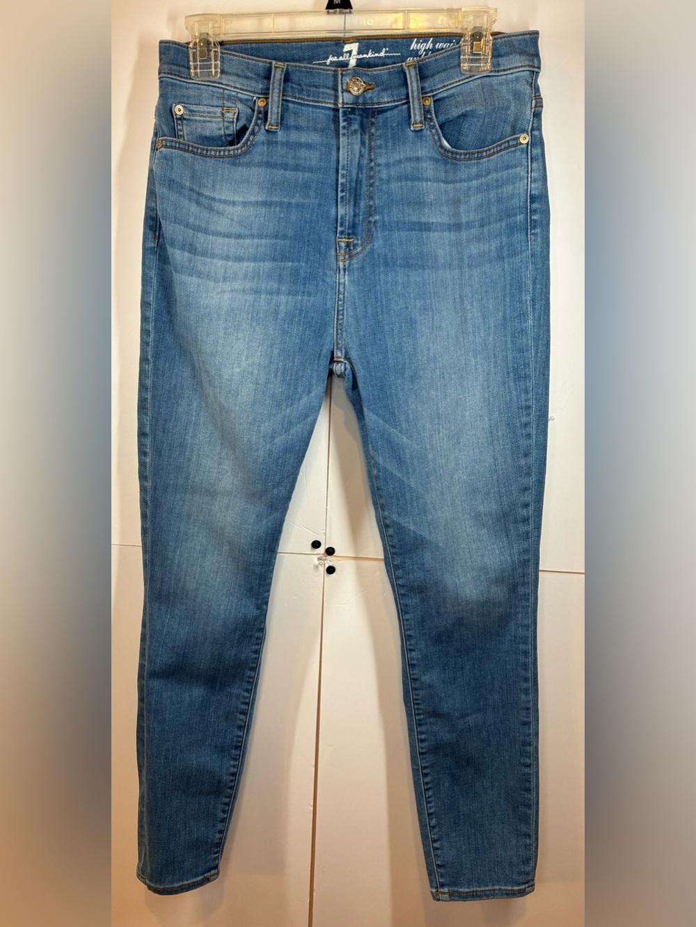 7 For All Mankind High Waist Guenevere Ankle Jeans Size 30 Light Wash Skinny
